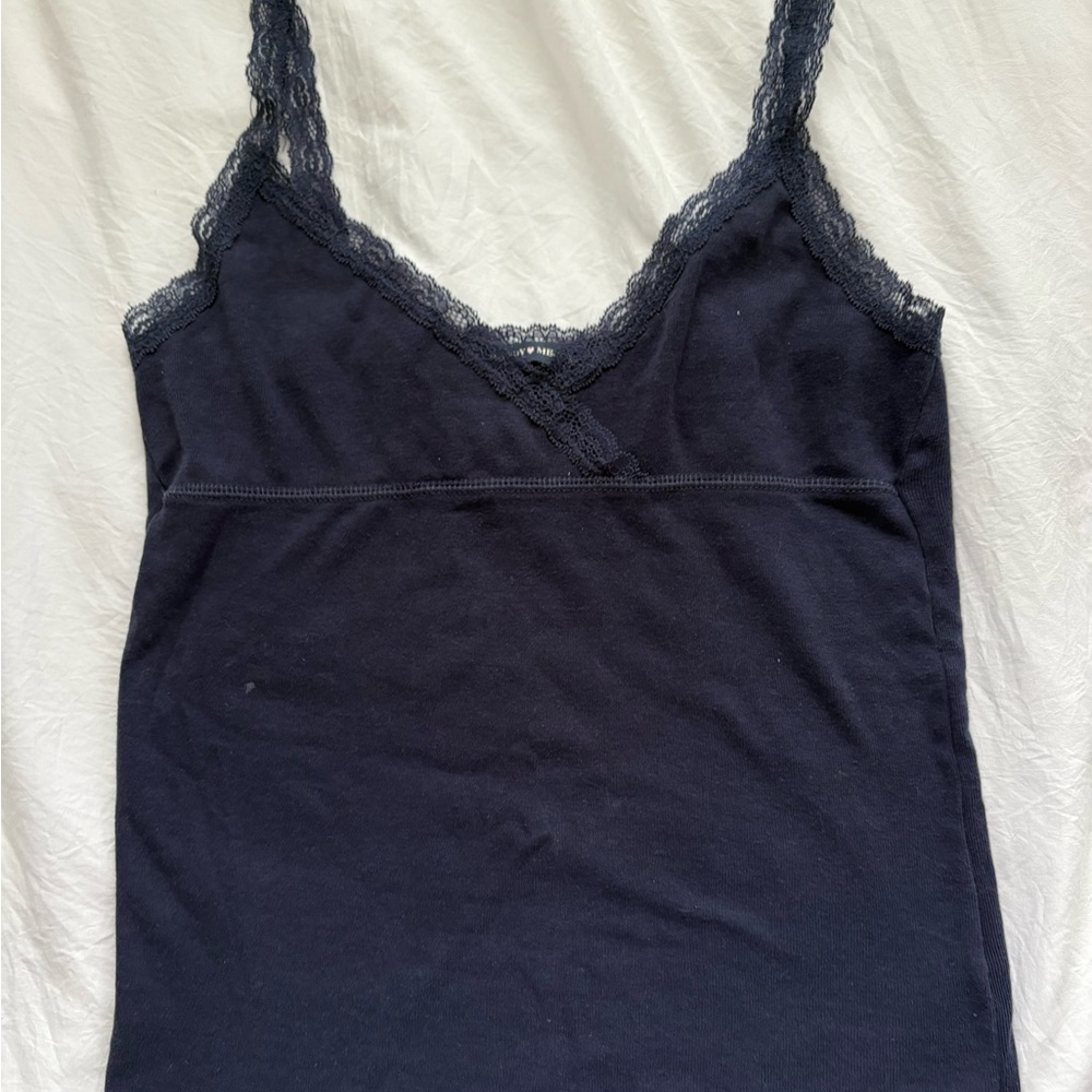 Brandy Melville Navy Lace Trim Tank